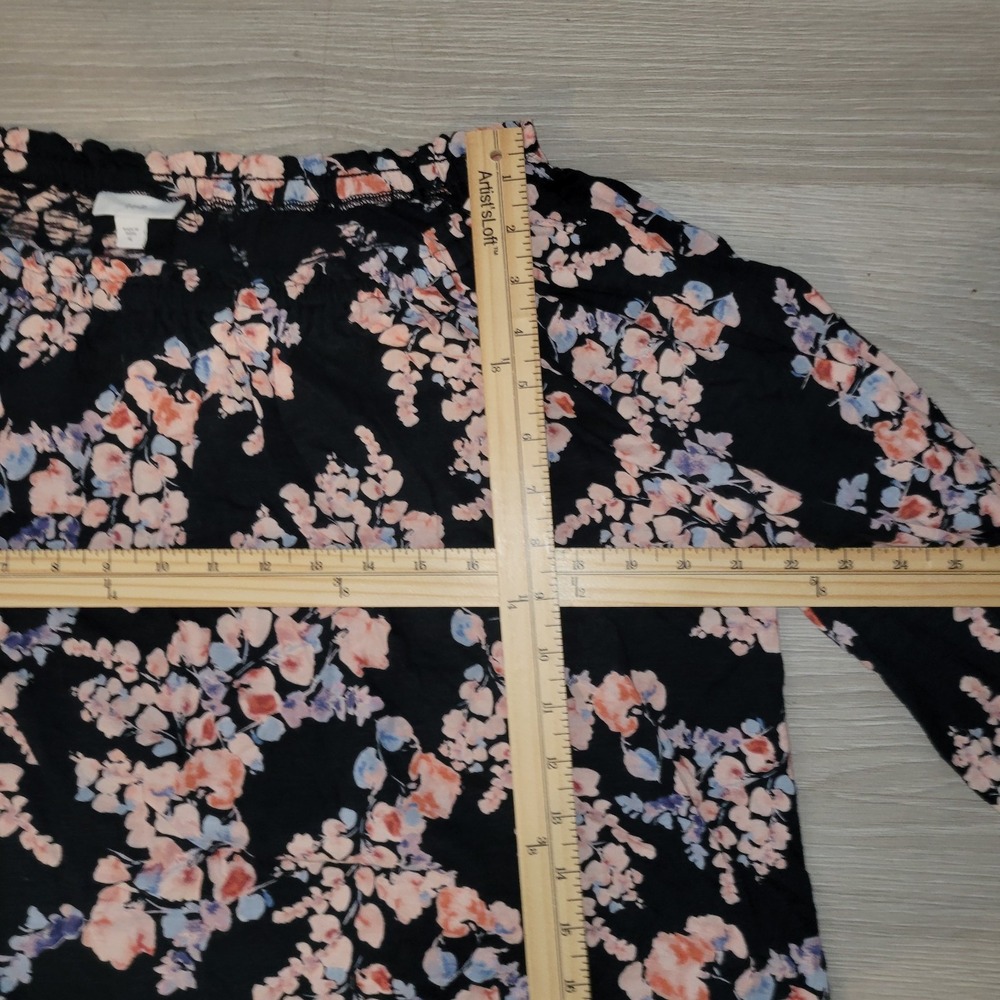 J Jill Floral Print popover Blouse Long XL Momcore Designer Beachy Summer Comfy - Picture 8 of 9